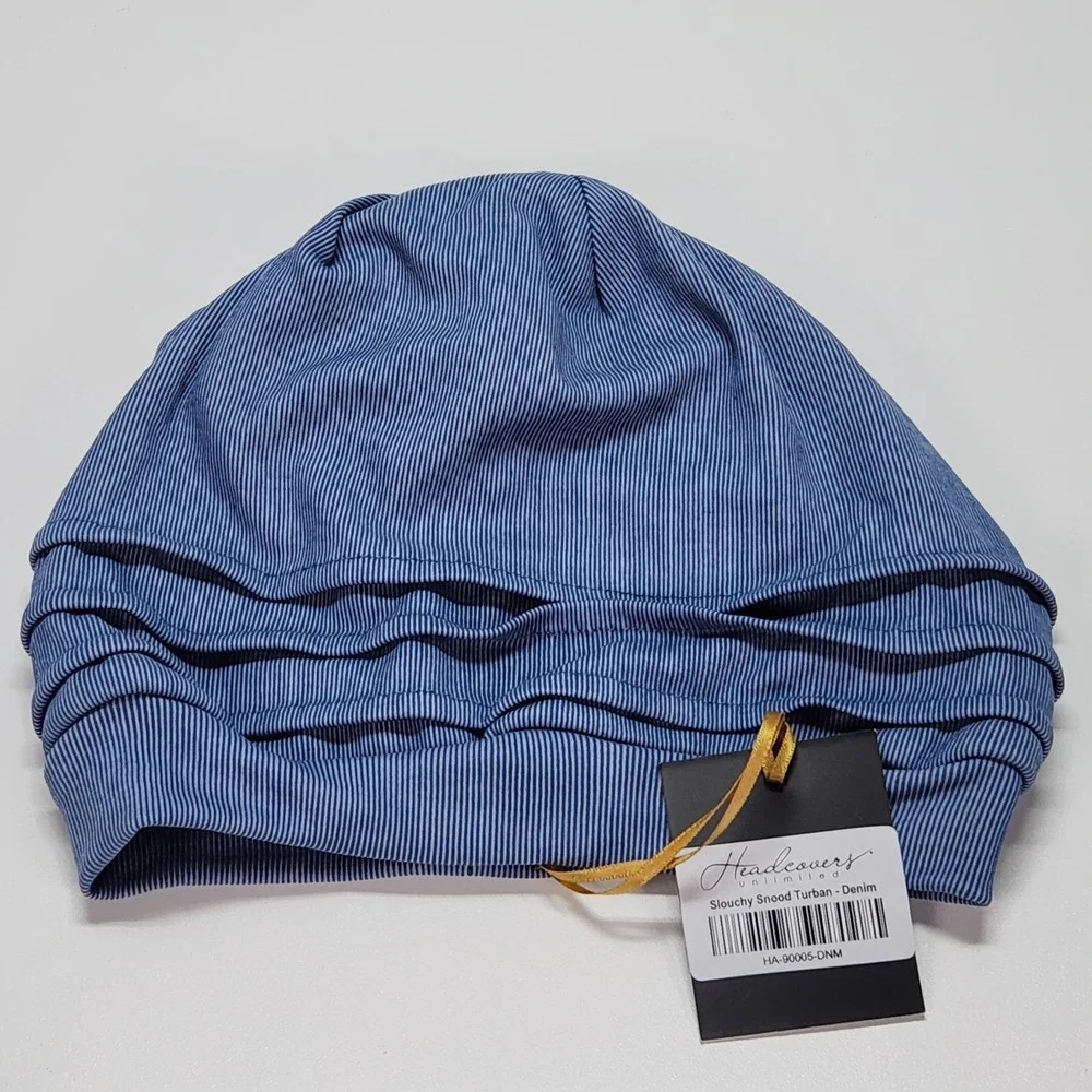 Cardani Slouchy Snood Turban Women One Size Blue New Ribbed Knit HA-90005-DNM